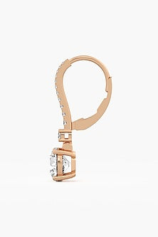18kt Rose Gold Finish Round-Cut Diamond Huggie Earrings