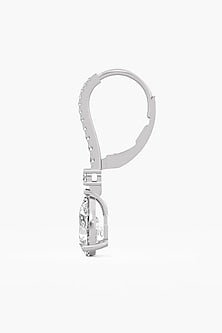 18kt White Gold Finish Round & Pear-Cut Diamond Huggie Earrings