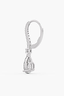 18kt White Gold Finish Round & Pear-Cut Diamond Huggie Earrings