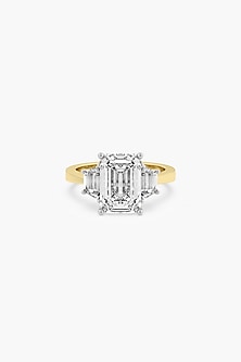 18kt Two-Tone Finish Round-Cut Diamond Ring