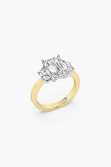 18kt Two-Tone Finish Round-Cut Diamond Ring