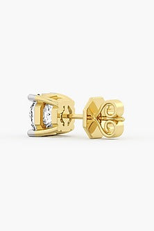 18kt Yellow Gold Finish Ashth-Cut Diamond Stud Earrings