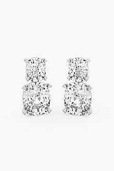 18kt White Gold Finish Lab-Grown Diamond Drop Earrings