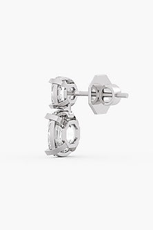 18kt White Gold Finish Lab-Grown Diamond Drop Earrings