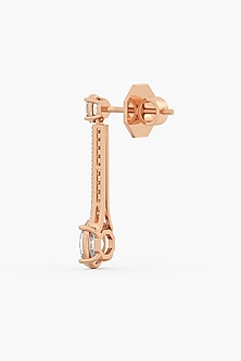 14kt Rose Gold Finish Oval & Round-Cut Diamond Long Earrings