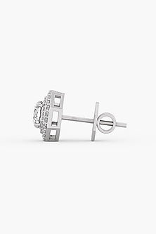 18kt White Gold Finish Lab-Grown Diamond Double Halo Stud Earrings