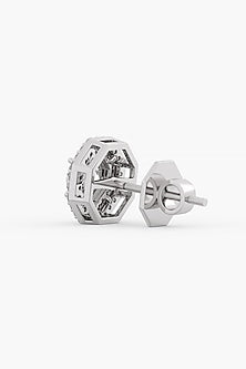 18kt White Gold Finish Lab-Grown Diamond Double Halo Stud Earrings