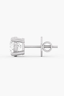 18kt White Gold Finish Round-Cut Diamond Stud Earrings