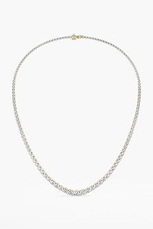 18kt Yellow Gold Finish Lab-Grown Diamond Round-Cut Necklace