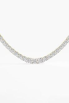18kt Yellow Gold Finish Lab-Grown Diamond Round-Cut Necklace
