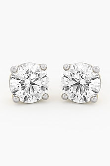 18kt Yellow Gold Finish Round-Cut Diamond Stud Earrings