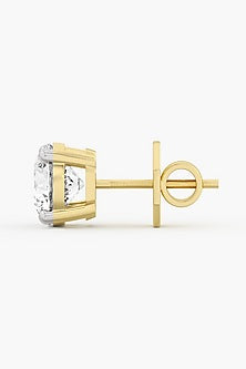 18kt Yellow Gold Finish Round-Cut Diamond Stud Earrings