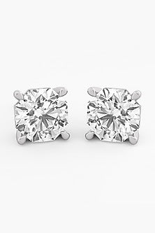 18kt White Gold Finish Ashth-Cut Diamond Stud Earrings