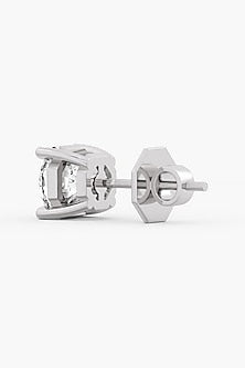 18kt White Gold Finish Ashth-Cut Diamond Stud Earrings