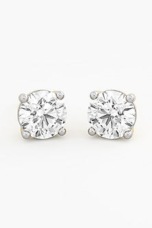 18kt Yellow Gold Finish Round-Cut Diamond Stud Earrings