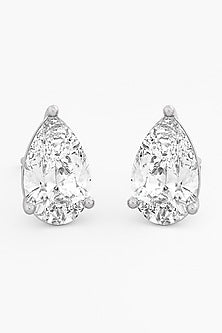 18kt White Gold Finish Pear-Cut Diamond Stud Earrings