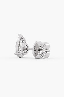 18kt White Gold Finish Pear-Cut Diamond Stud Earrings