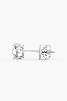 18kt White Gold Finish Heart-Cut Diamond Stud Earrings