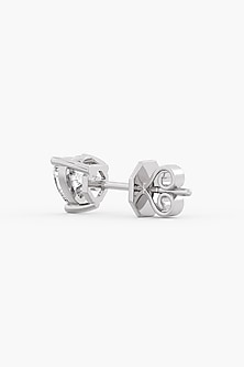 18kt White Gold Finish Heart-Cut Diamond Stud Earrings