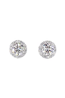 18kt Rose Gold Finish Lab-Grown Diamond Halo Stud Earrings