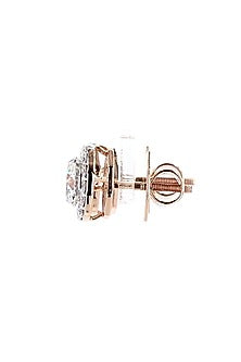 18kt Rose Gold Finish Lab-Grown Diamond Halo Stud Earrings