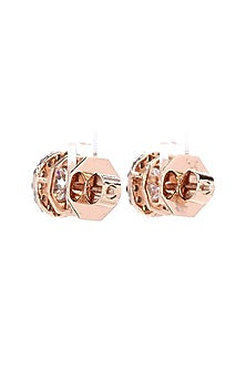18kt Rose Gold Finish Lab-Grown Diamond Halo Stud Earrings