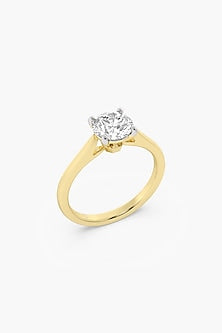 18kt Yellow Gold Finish Round -Cut Diamond Solitaire Ring