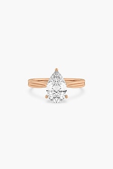 18kt Rose Gold Finish pear-Cut Diamond Solitaire Ring
