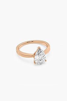 18kt Rose Gold Finish pear-Cut Diamond Solitaire Ring