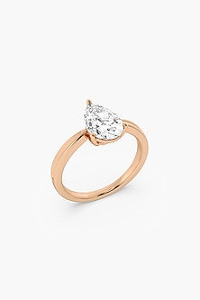 18kt Rose Gold Finish pear-Cut Diamond Solitaire Ring