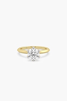 18kt yellow Gold Finish Round-Cut Diamond Solitaire Ring