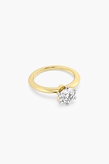 18kt yellow Gold Finish Round-Cut Diamond Solitaire Ring