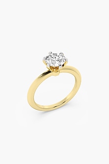 18kt yellow Gold Finish Round-Cut Diamond Solitaire Ring