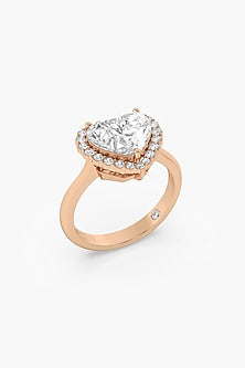 18kt Rose Gold Finish Round & Heart-Cut Diamond Solitaire Ring