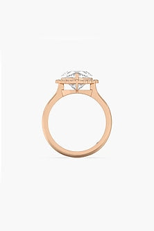 18kt Rose Gold Finish Round & Heart-Cut Diamond Solitaire Ring