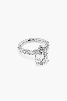 18kt White Gold Finish Pear-Cut Diamond Ring