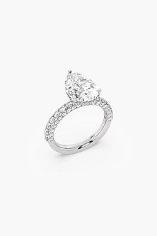 18kt White Gold Finish Pear-Cut Diamond Ring