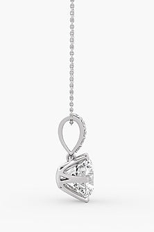 18kt White Gold Finish Round-Cut Diamond Solitaire Pendant