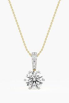 18kt Yellow Gold Finish Round-Cut Diamond Solitaire Pendant