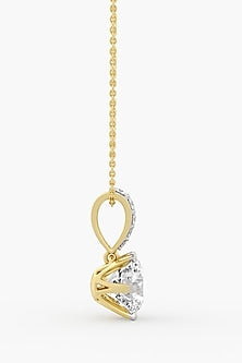 18kt Yellow Gold Finish Round-Cut Diamond Solitaire Pendant