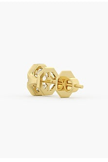 18kt Yellow Gold Finish Lab-Grown Diamond Stud Earrings