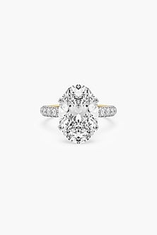 18kt Yellow Gold Finish Oval-Cut Diamond Ring