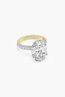 18kt Yellow Gold Finish Oval-Cut Diamond Ring
