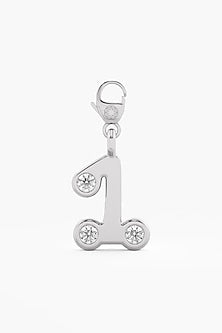 9kt White Gold Finish Diamond Number 1 Charm