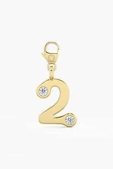 9kt Yellow Gold Finish Diamond Number 2 Charm