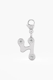 9kt White Gold Finish Diamond Number 4 Charm