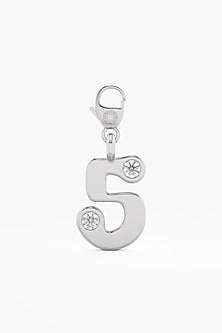 9kt White Gold Finish Diamond Number 5 Charm