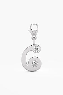 9kt White Gold Finish Diamond Number 6 Charm