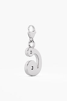9kt White Gold Finish Diamond Number 6 Charm
