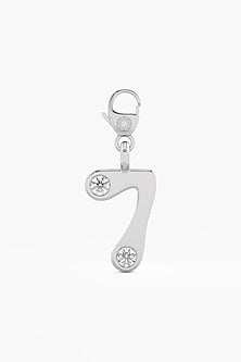 9kt White Gold Finish Diamond Number 7 Charm